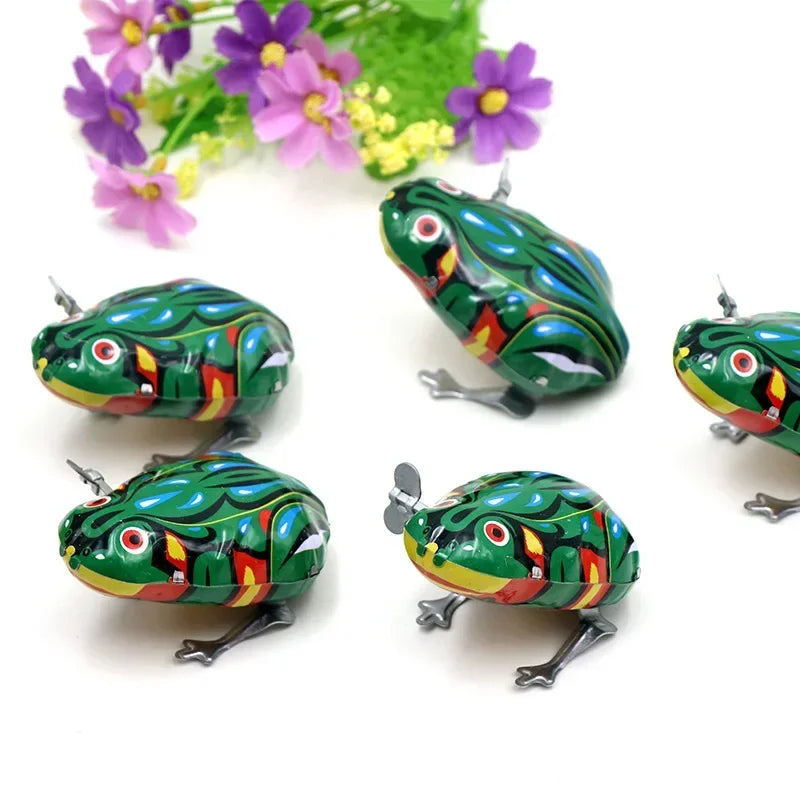 Classic collection Retro Clockwork Wind up Metal Walking Jumping leapfrog Jump frog robot Mechanical toys baby christmas gift