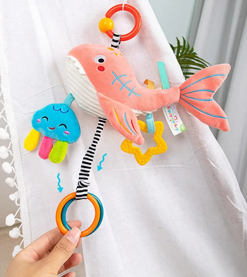 Soft Infant Crib Bed Stroller Mobile Hanging Rattle Baby Educational Toys Brain Developmental Hand Grip Cute Stuffed Animal Toys