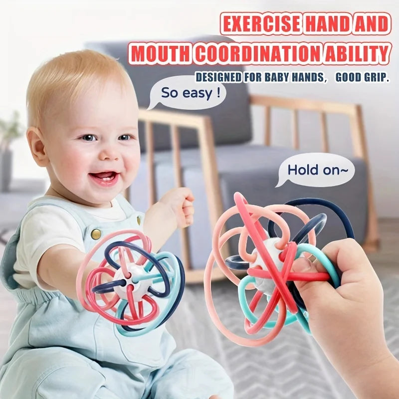 Baby hand grasping ball baby Manhattan ball teeth glue rattle hand holding soft glue ball used to grasp and bite training puzzle