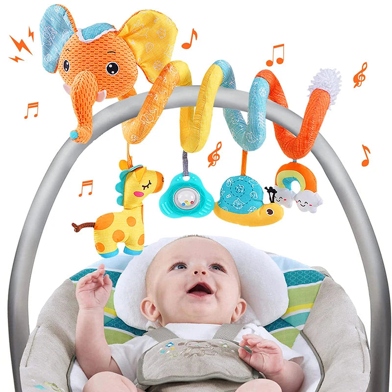 Car Seat Toys Infant Color Elephant Stroller Stretch Spiral Activity Baby Hanging Toys for Crib Mobile Newborn Sensory Toy Gifts