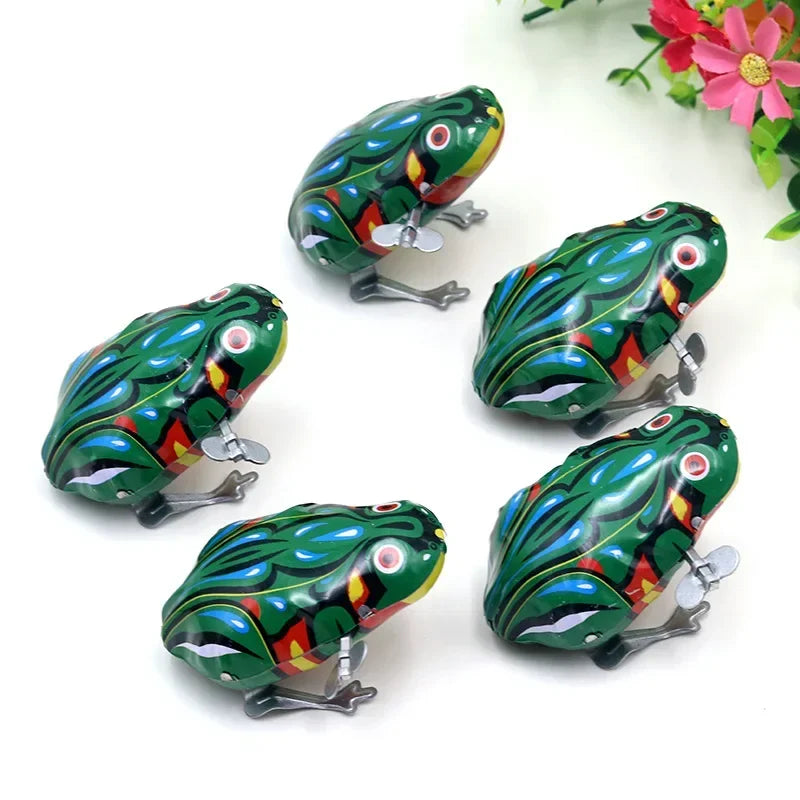 Classic collection Retro Clockwork Wind up Metal Walking Jumping leapfrog Jump frog robot Mechanical toys baby christmas gift