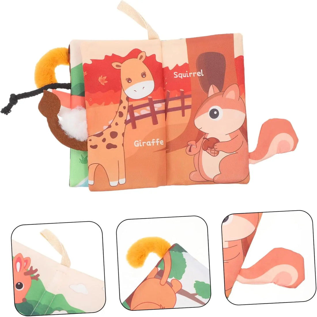 Dinosaur Tail Cloth Book Baby Soft Cloth Touch Feel Baby Books 0-6 Months Teething Carseat Early Learning Education Toys Gift