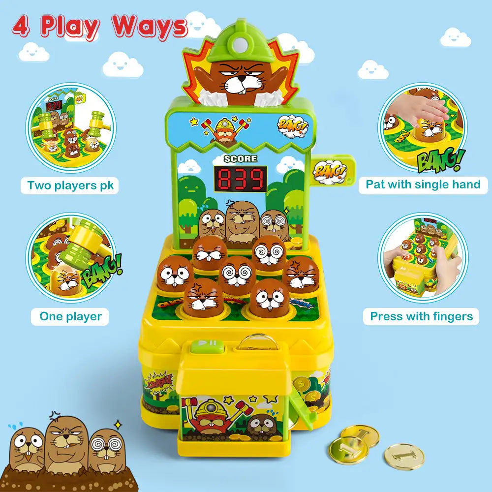 Baby Whack a Mole Game Toy with Hammer Toddler Toys Mini Electronic Arcade Game with 2 Hammers Pounding Toys for Kids 3 4 5 6